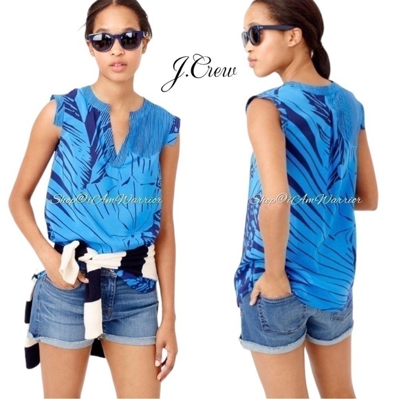J.Crew NWT 2PC palm frond print silk top & matching linen pants *shop@iamwarrior - Picture 3 of 17